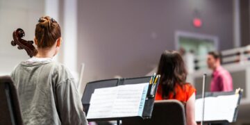 musicians preparing for live show