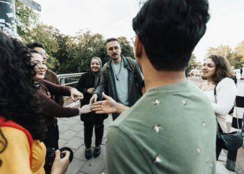 people interacting confidently