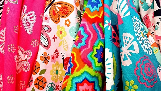 Colorful printed fabrics and textiles