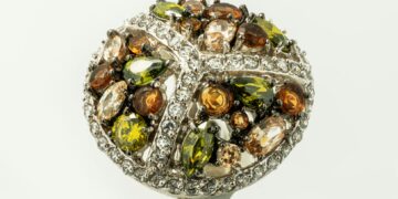 rhodium plated ring close up