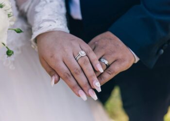 wedding rings hands couple