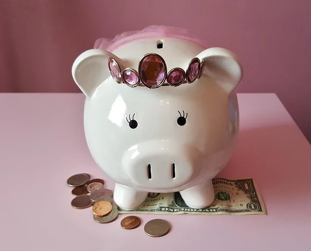 Browsing Context Suggestions.json: A white piggy bank wearing a tiara next to coins and cash