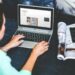 blogger working on laptop