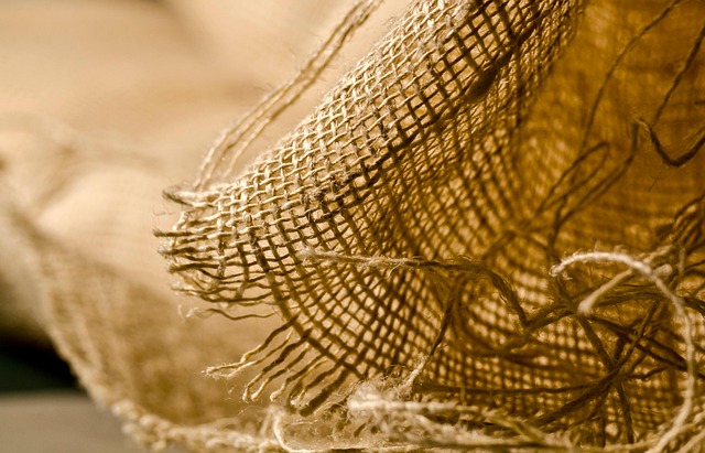Close-up of fabric texture and stitching on a blue bikini