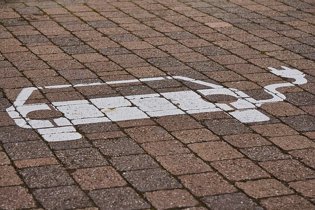Electric car charging station in a residential area