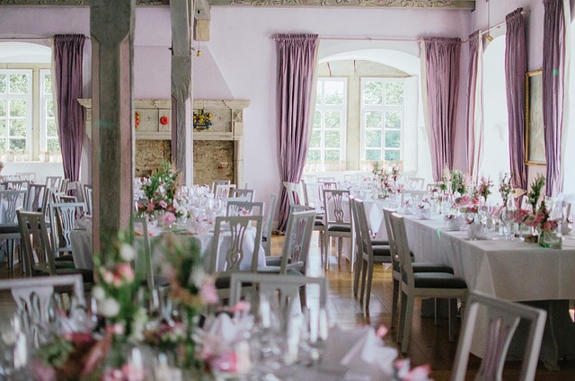 Elegant wedding reception hall in Naples with floral decorations