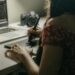 fashion editor working at desk