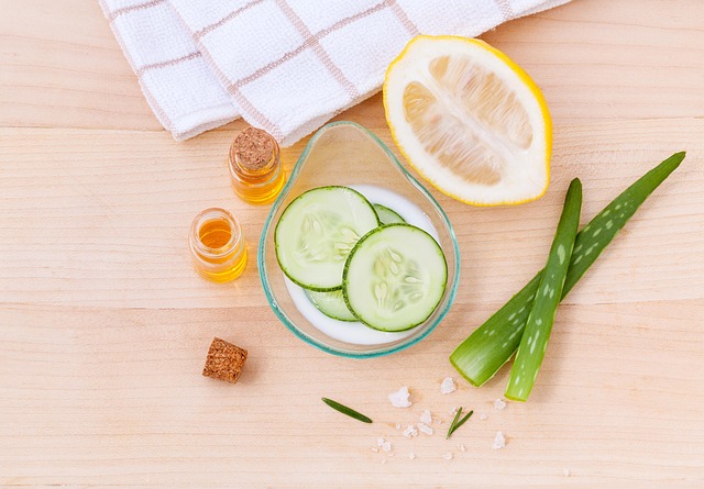 ingredients for a DIY lip scrub: sugar, honey, oil