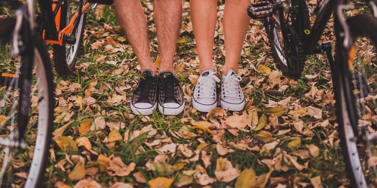 man wearing dad sneakers
