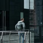 minimalist backpack urban setting