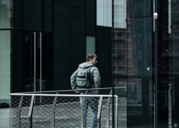 minimalist backpack urban setting