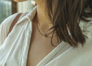 minimalist gold necklace stacked