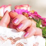 pink chrome nails with different nail shapes