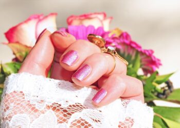pink chrome nails with different nail shapes