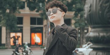 stylish person on city street