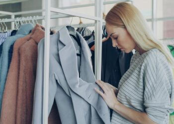 woman exploring wardrobe