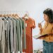 woman selecting wardrobe staples
