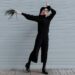 woman wearing black dress