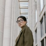 woman wearing stylish monochromatic outfit