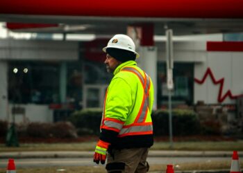 worker wearing durable workwear