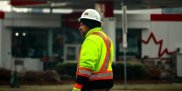 worker wearing durable workwear