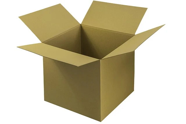 An open cardboard cardboard box isolated on a white background