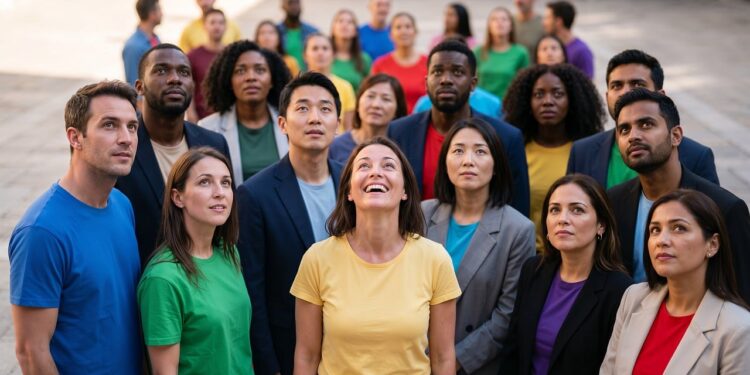 diverse group of people wearing stylish outfits