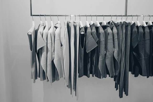 Minimalist clothing hanging on a clothing rack