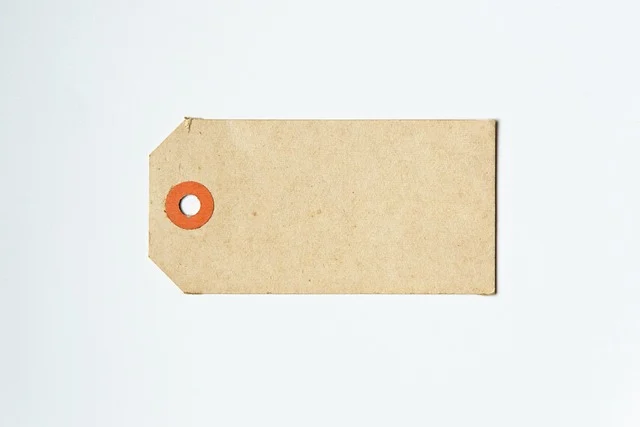 A blank cardboard clothing tag on a white background