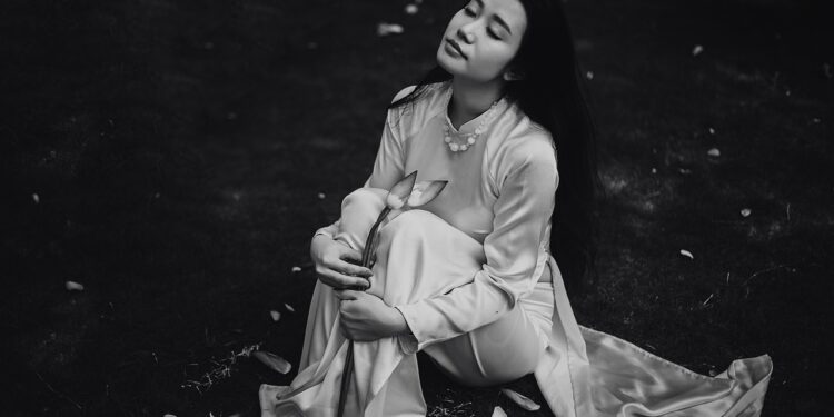 woman in flowy dress