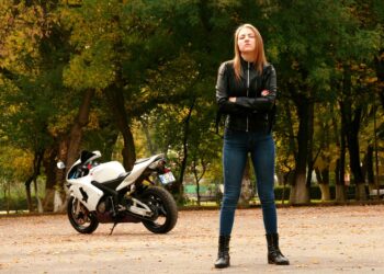 women wearing leather jacket