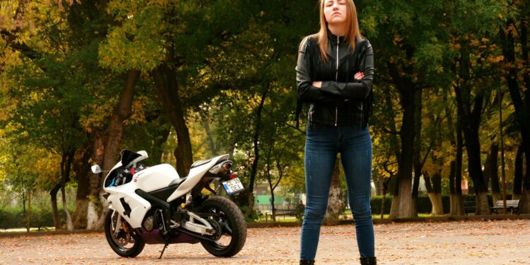 women wearing leather jacket