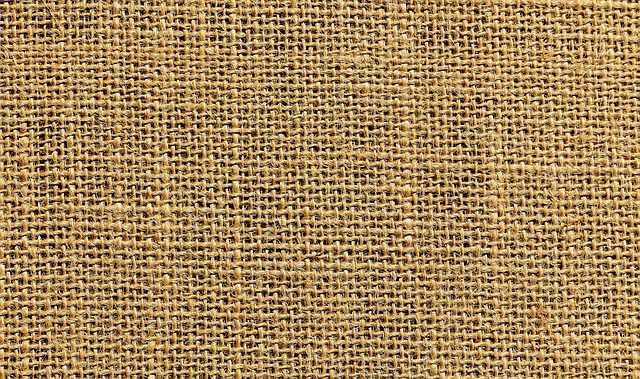 Close-up texture of woven burlap fabric